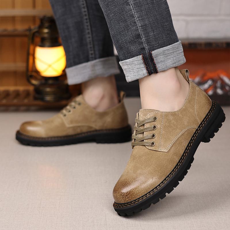 Fashion All-match Men Walking Shoes England Trend Casual Shoes Male Suede Oxford Wedding Leather Dress Shoes New Luxury Brand Men Flats