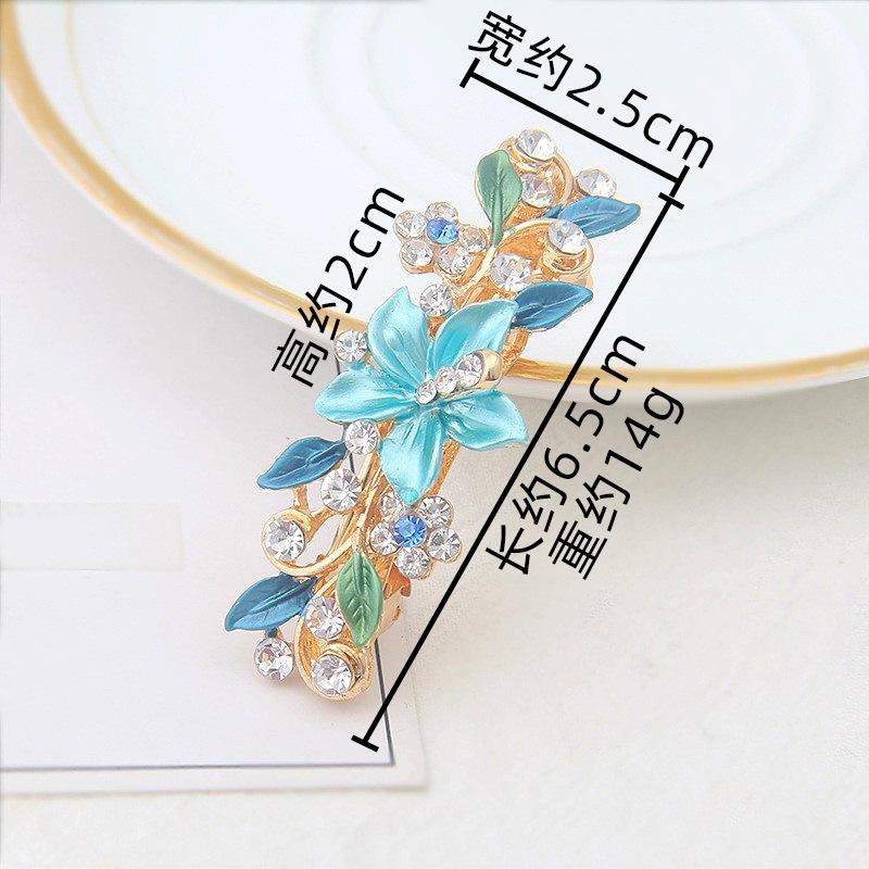 Stall Rhinestone Hairpin Painted Lacquer Flower Clip Small Flower Alloy Hairpin Ponytail Spring Clip
