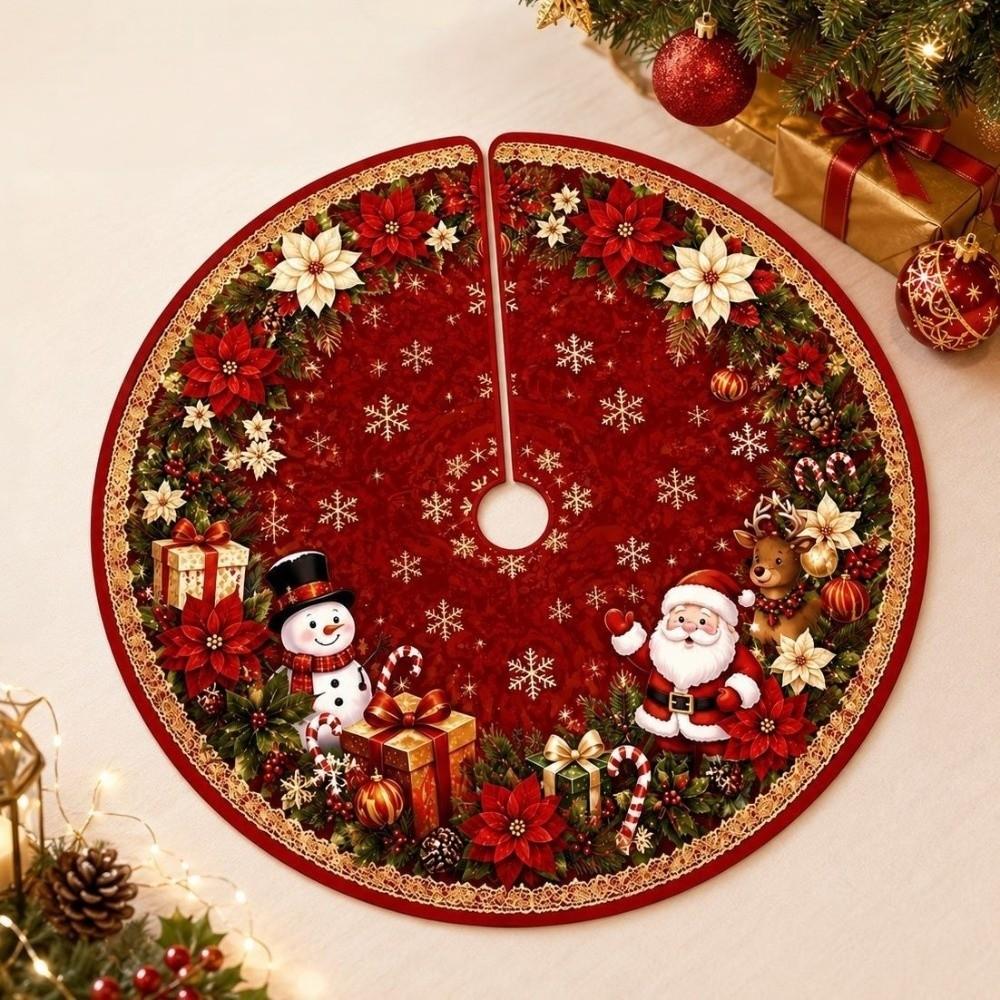 Large Size Christmas Tree Mat Round Xmas Tree Foot Cover Snowman Christmas Tree Skirts Indoor