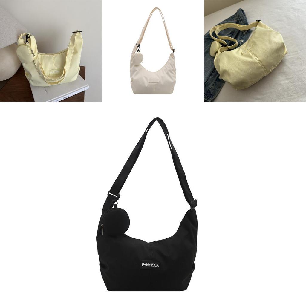 Solid Color Letter Decor Large Capacity Women Crossbody Bag With Coin Purse For Students And Commuters
