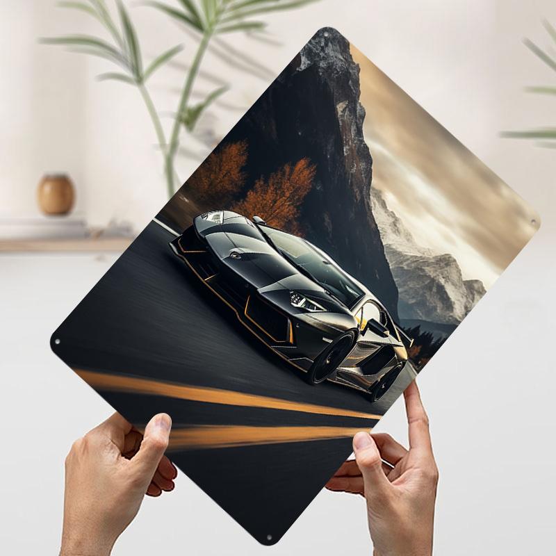 Sports Car Mountain View Tinplate Poster Customized Wall Art Vintage Metal Signs Retro Tin Plaque for Home Decor Living Room
