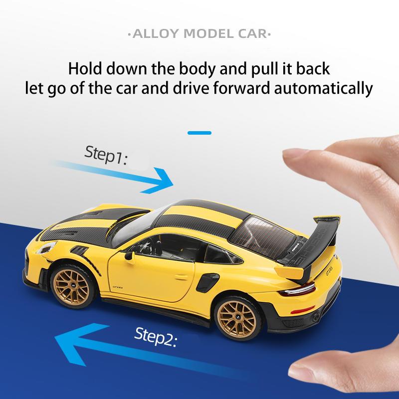 Model auta 911 GT2 RS v měřítku 1/32, stahovací autíčko se zvukem a světlem pro děti Batole Kluci Dívčí Dárková kolekce