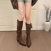 Petite Vintage Knee-High Boots For Women, Versatile Autumn And Winter Design, Versatile Rider Boots, Slimming And Stacked Boots