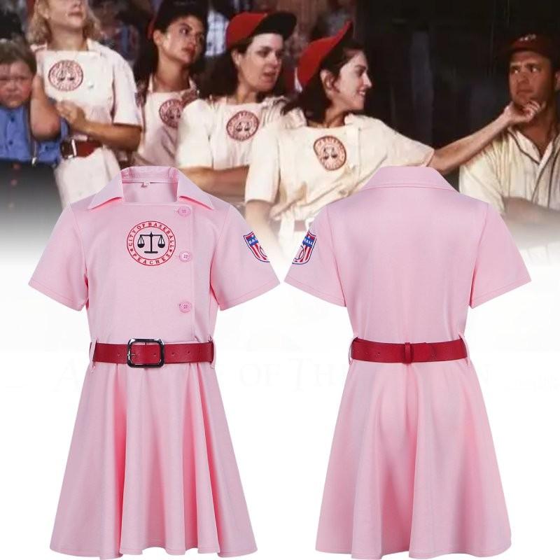 Stylish Girls Baseball Costume Set For Kids Featuring Red Pink Alliance Design