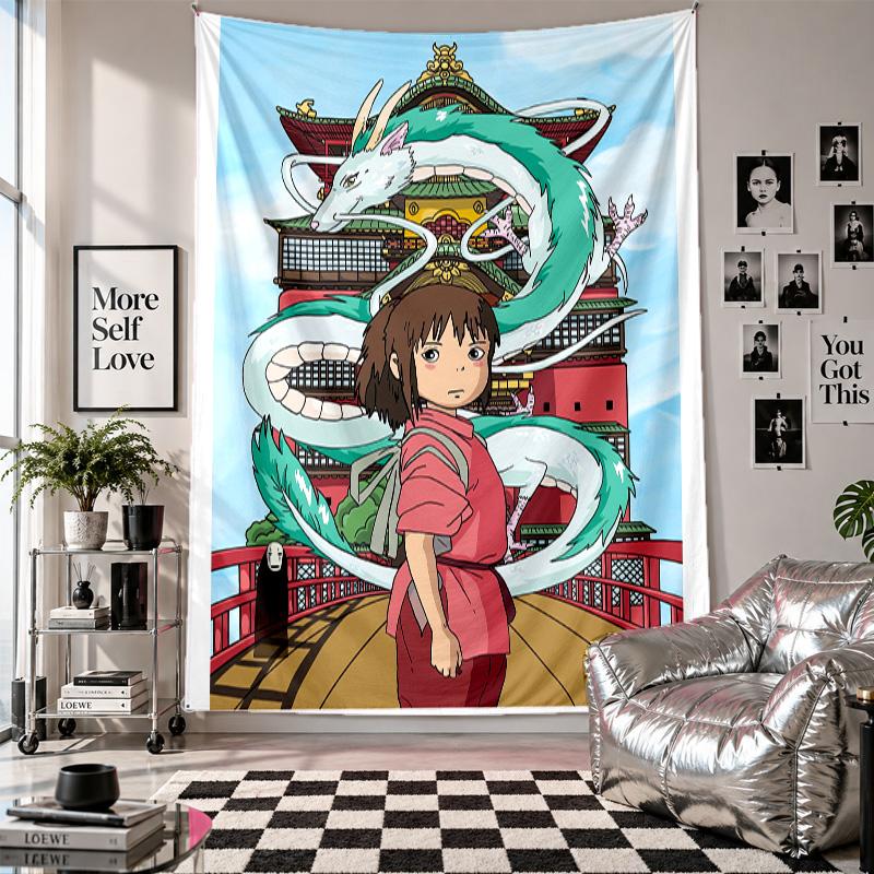 Wall TapestrySpirited Away Art Hanging Cloth Decorative Background Cover for Room Decoration