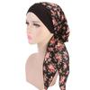 Horké dámské muslimské turbanové hidžábové klobouky na chemoterapii proti rakovině, čepice s květinovým potiskem, kryt na ztrátu vlasů, šátek na hlavu, elastický bandánový wrap, předvázané pokrývky hlavy
