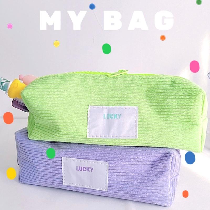 Large Capacity Pencil Bag Japanese Styles Pencil Case Pen Pouch Corduroy Pencil Pouch Pen Case School Office Supplies