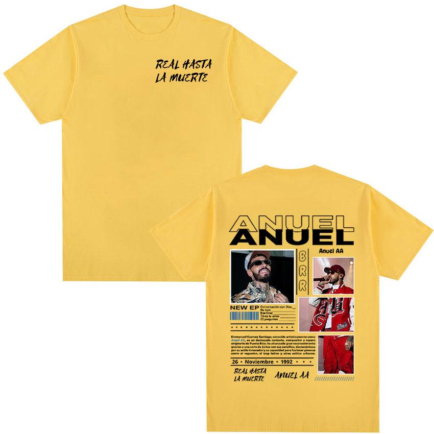 Rapper Anuel AA Real Hasta La Muerte Tour 2025 Album T Shirts Mens Fashion Hot Sale Tshirt Hip Hop Gothic Short Sleeve Tshirt