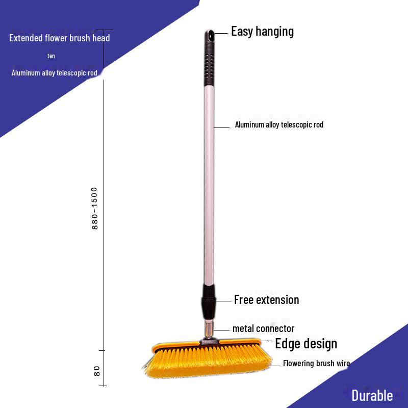 Telescopic Car Cleaning Brush with Soft Bristles, Long Handle, and Absorbent Mop Head