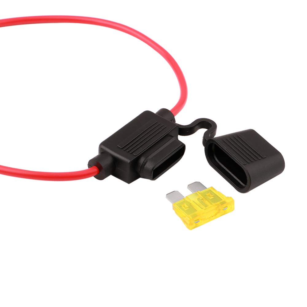 FULARR® 5pcs Premium ACU Medium Car Waterproof In-Line Fuse Holder, 16 AWG Wire Harness,