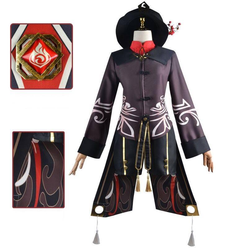 Genshin Hutao Impact Cosplay Costume Uniform Wig Cosplay  Hu Tao Halloween Hat