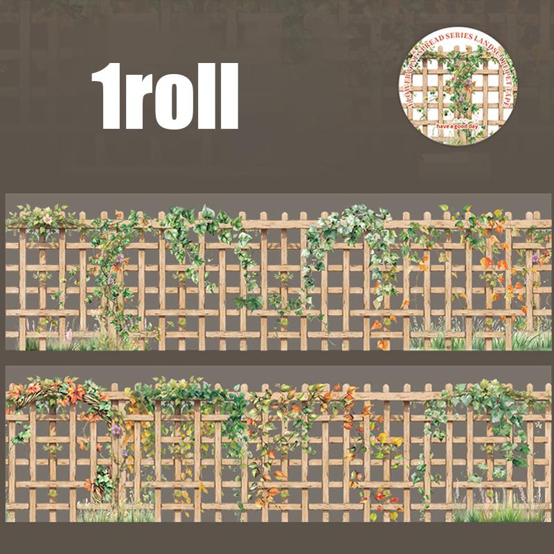 1 Roll Fence Vine Scene PET Tape For Scrapbooking DIY Notebook Supplies For Stationery Box Stickers Desktop Diary Decoration