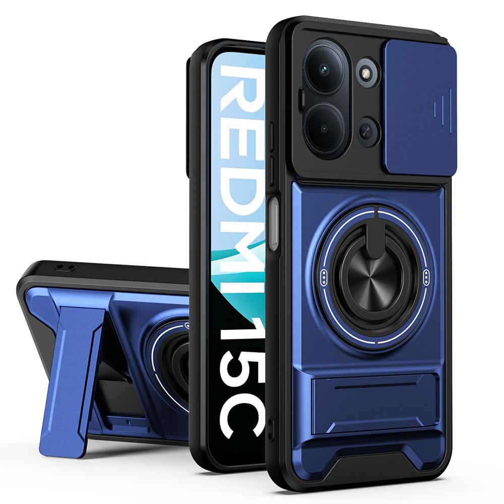 KEYSION Magnetic Phone Case for Redmi 15C 171mm 173mm Slide Camera Protection Upright Kickstand Shockproof Cover for POCO C85