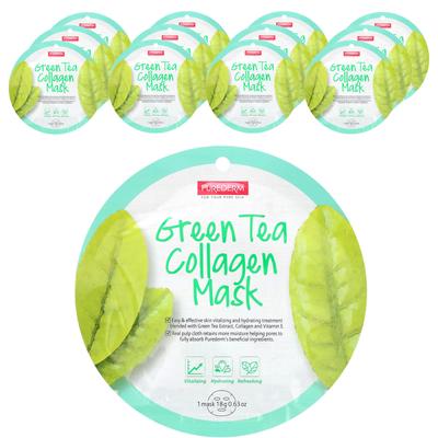 Green Tea Collagen Beauty Mask, 12 Sheets, 18G (0.63Oz) Each
