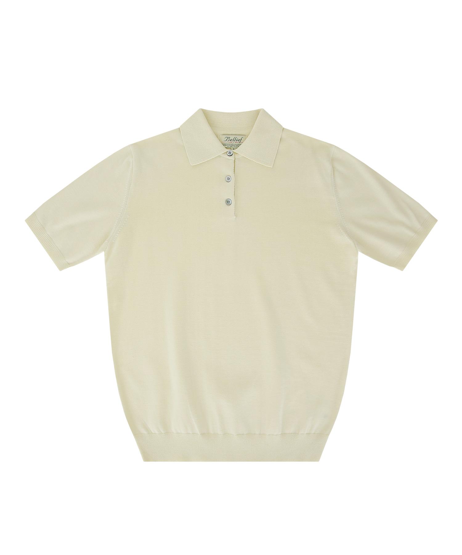 Belief Essential Cotton Polo Knit (Ecru) M