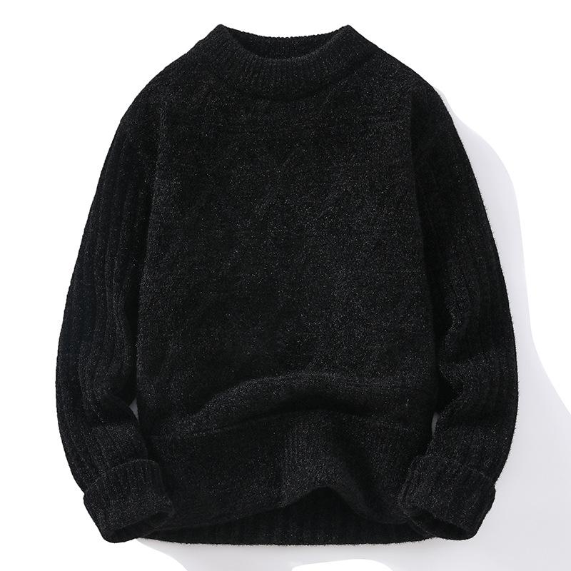 Herbst und Winter Herren Pullover Warm und Dick Lässige Mode Rundhals Lose Gestreift Kontrast Buchstaben Elegante Pendler Strickwaren