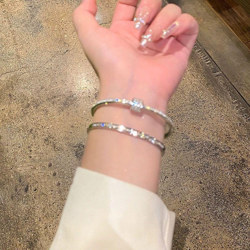 Starry Sky Small Waist Zircon Bracelet Women'S Light Luxury High-End Versatile Bracelet Titanium Steel Does Not Fade Jewelry