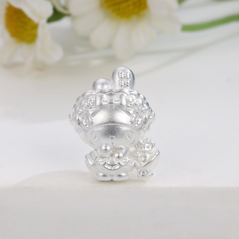 Sterling Silver 999 Bride Little Sheep Piano Love Beaded Sanrio Cartoon Jewelry