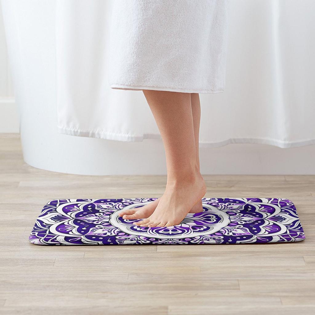 1pc Christmas Decor Non-Slip Door Mat with Purple Mandala Design for Living Room And Bedroom, Modern Welcome Carpet for Home