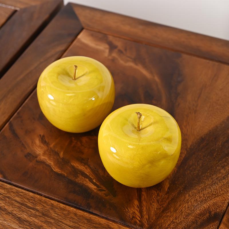 Golden Silk Nanmu Wood Car Ornaments - Apple Red, Water Ripple Design, Christmas Gifts