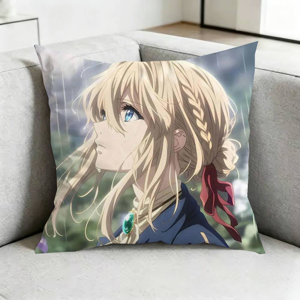 Violet EEvergarden Anime Pillow Case Square DoubleSided Sofa Cushion Cover Bedroom Bedside Pillow Gift