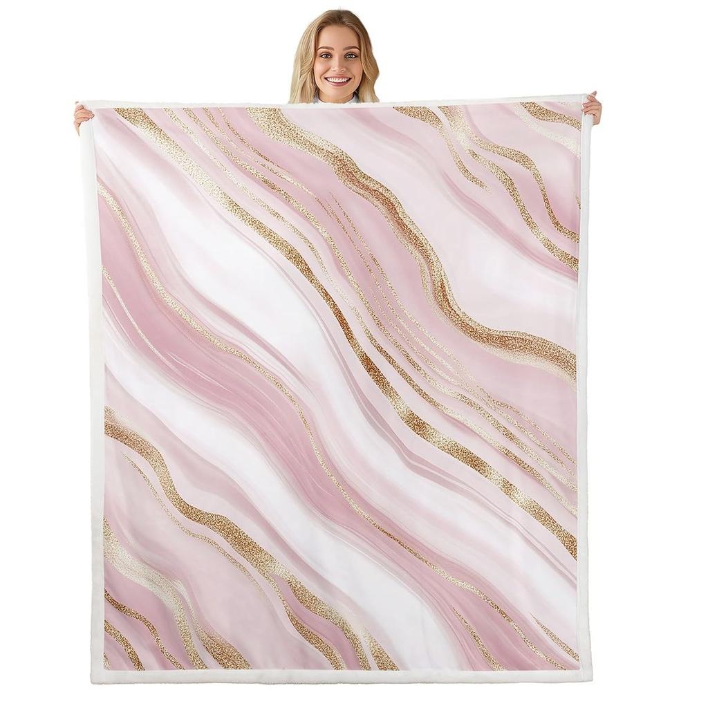 Marble Blanket Marbling Plush Nap Blanket Soft Lightweight Fluffy Flannel Fleece Throw Blanket for Sofa Couch Bed Camping Travel