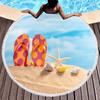Round Beach Towels,Wave Seashell Print Sand Resistant Beach Blanket,Soft Absorbent Quick Dry Pool Towels Portable Picnic Mat
