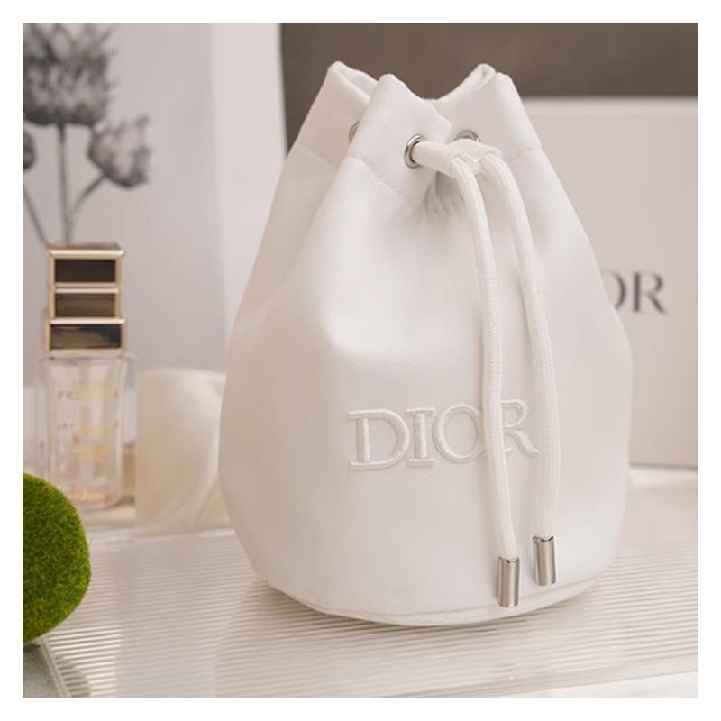 DIOR White Drawstring Cosmetic Bag Makeup Tools, Portable Storage, Gift for Girlfriend