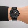 a.b.art Men's Quartz Watch, Red Dot Jump Date Calendar, Swiss-made Ronda Quartz Movement, Sapphire Crystal, Minimalist Simple Design, Black Leather St