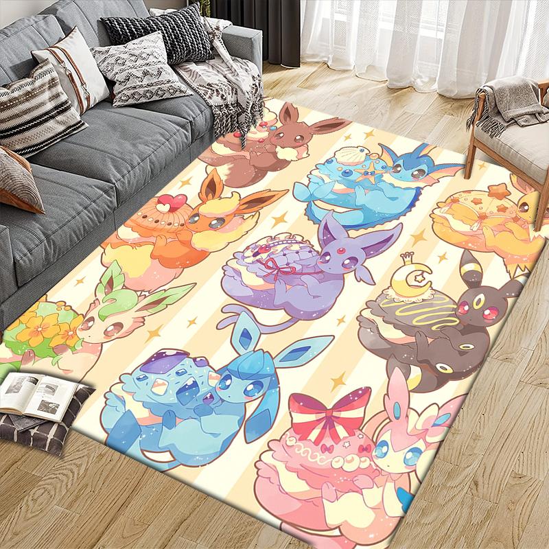 Eevee Pokemon2 Square Area Rug, Non-Slip Floor Mat for Home Decor, Perfect Gift for Eevee Fans.chl