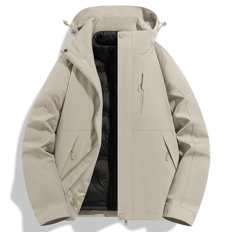 Men's Autumn/Winter Windproof 3-in-1 Down Jacket - Warm, Velvet-Lined Sports Coat