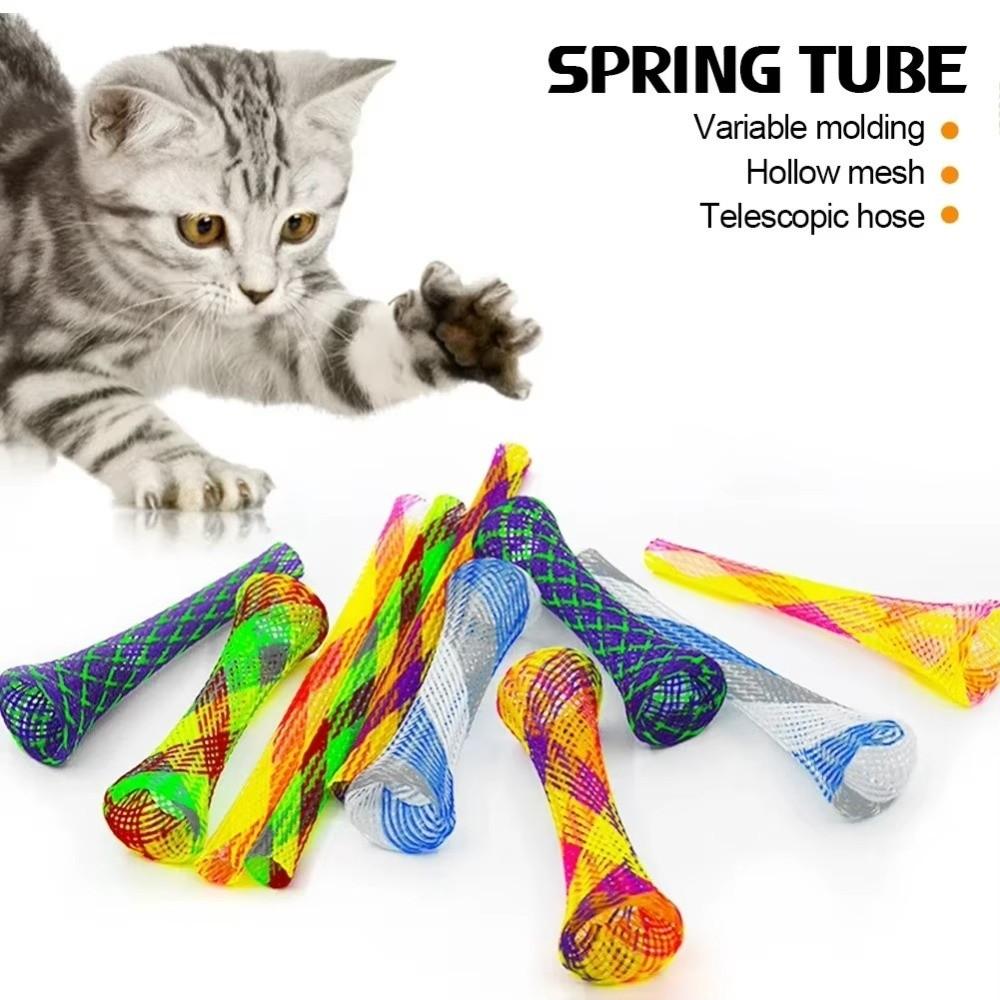 Colorful Cat Spring Toys Plastic Colorful Cat Toys Fun Interactive Cat Toys  for Indoor Cats