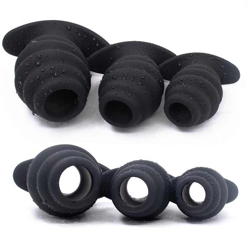 Hollow Anal Plug Spiral Butt Plug Enema Anal Tunnel Sex Toys Silicone Buttplug Gay Speculum Vaginal Dilator Anus