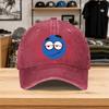 1pc New Blue Squinting Expression Washed Baseball Cap Premium Versatile Outdoor Accessory Unisex Duckbill Hat Fashionable Tre
