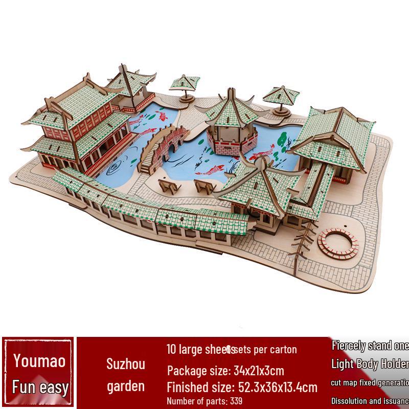 DIY Wooden 3D Puzzle: Chinese Architectural Model Educational Toy & Souvenir