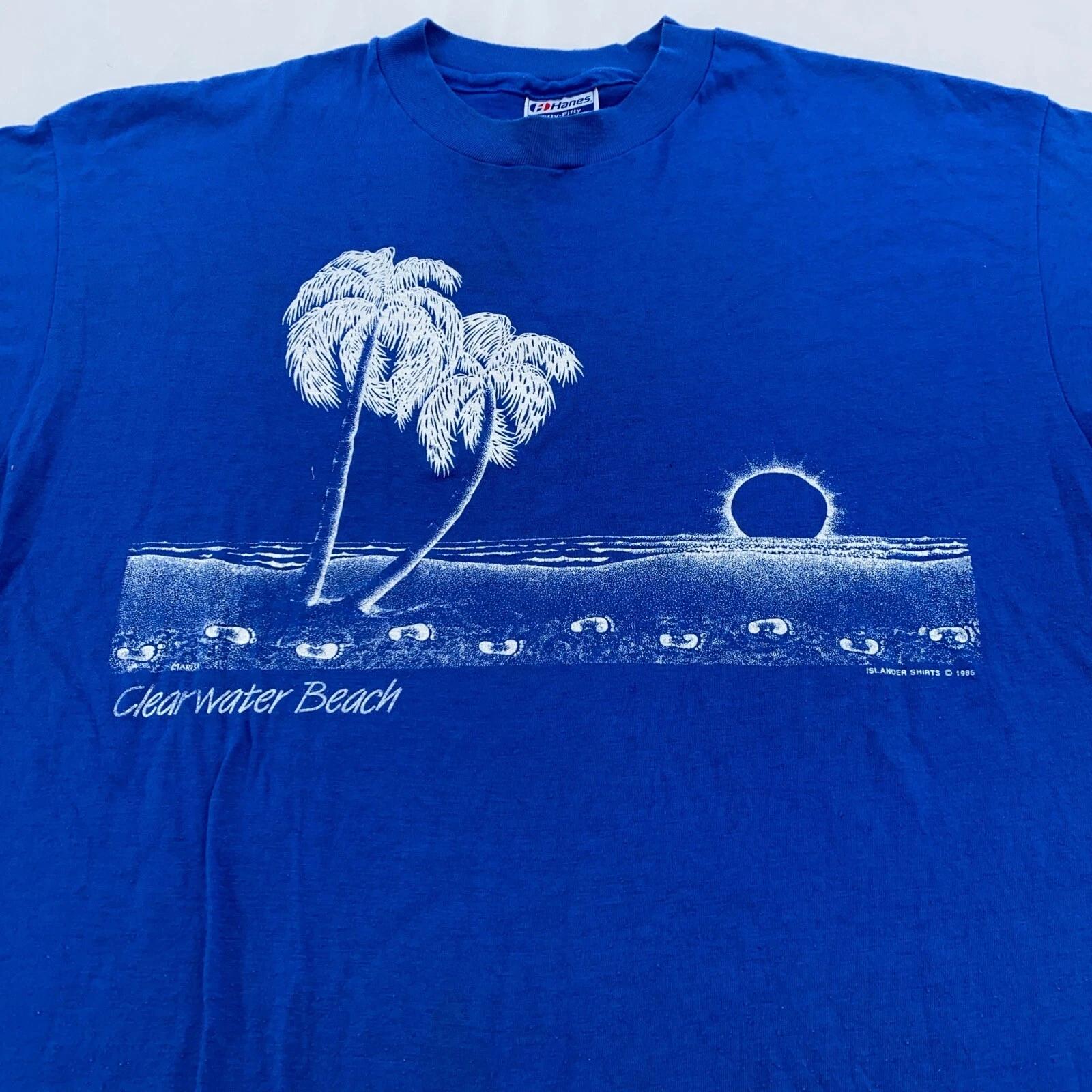 

vintage 80s CLEARWATER BEACH FLORIDA SUNSET T-Shirt MEDIUM/LARGE surf palm tree M
