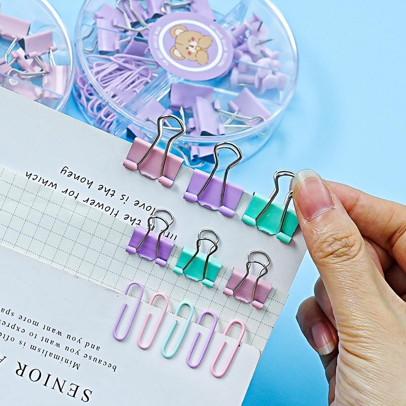 Colorful Long Tail Clip and Paper Clip Set with Four-Grids