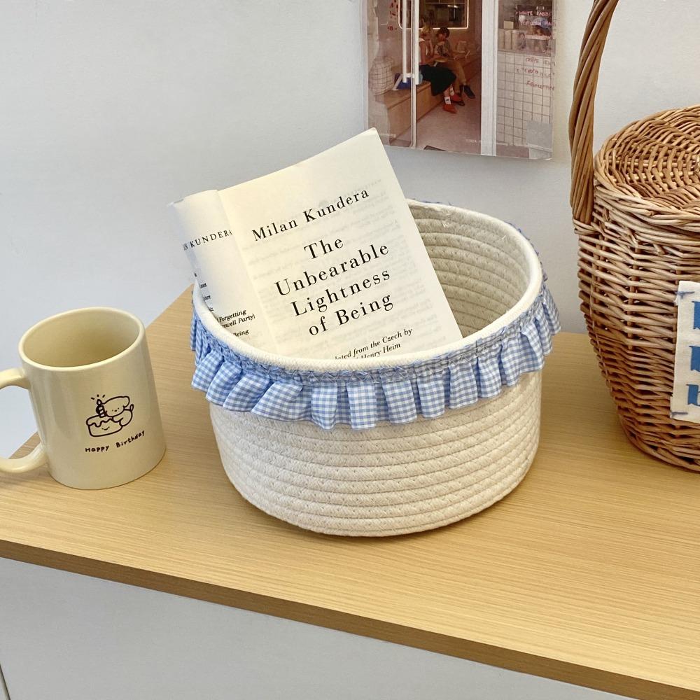 Lace Snacks Basket Cotton Rope Cosmetics Storage Bins Cute Sundries Storage Baskets  Bedroom