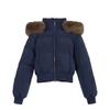 American retro winter new cotton coat women's fur collar hooded waist thin small cotton coat short thickened