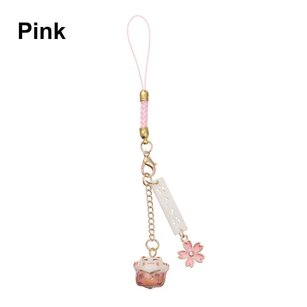 Lucky Cat Keychain Wrist Rope Phone Strap Lanyard Sakura Lucky Cat Phone Lanyard Anti-lost Lanyard
