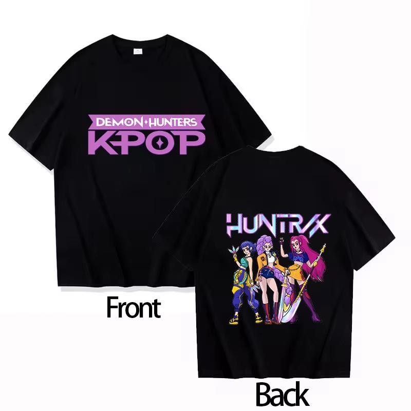 2025 Movie KPOP Demon Hunter RUMI Boys Girls T-shirt Parent-child Cotton Round Neck Women's Short Sleeve Men's Kids Summer Tops