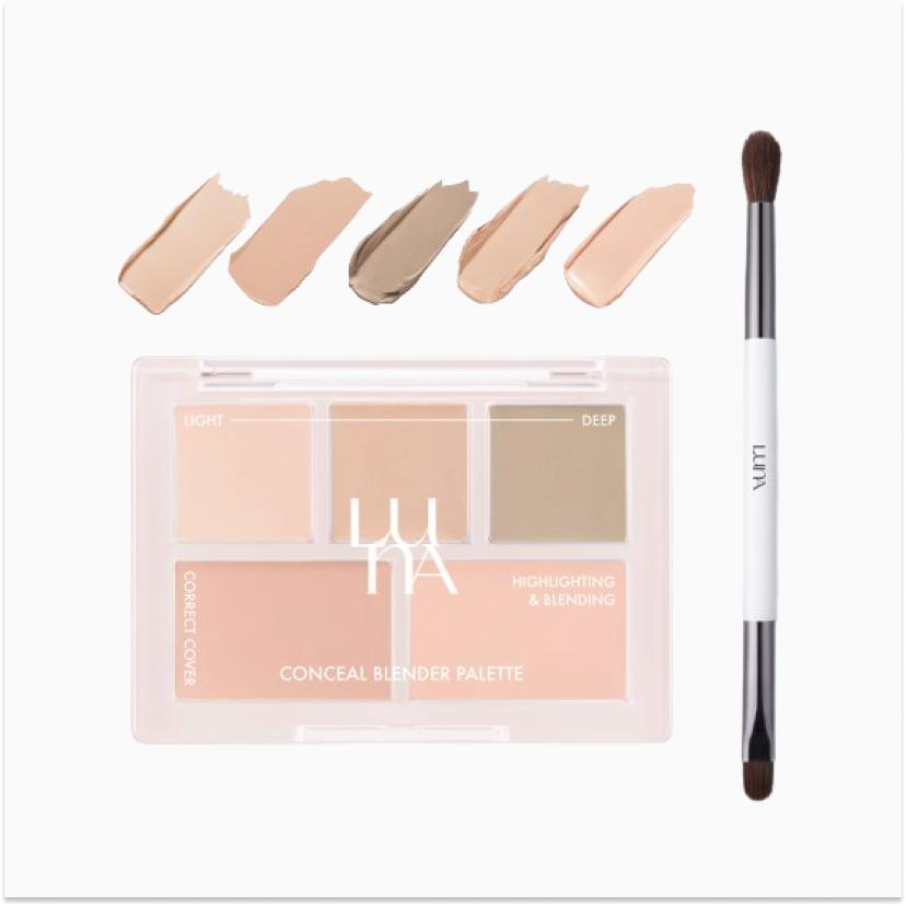 Luna Conceal Blender Palette 6g + Dual Brush Set