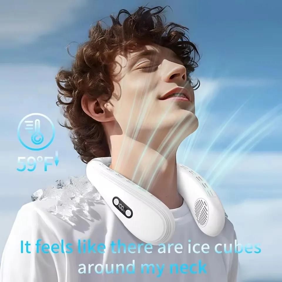 Nieuwe Nek Airconditioner Draagbare Nekventilator Oplaadbare Halfgeleider Koeling Bladeloze Ventilator Buiten Persoonlijke Ventilator Draagbare Koeler