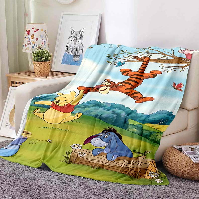 6 Sizes Classic HD Winnie The Pooh Print Soft Cozy Blanket Decor for Couch Sofa Bed Travel Camping Next Day Shipping Great Gift
