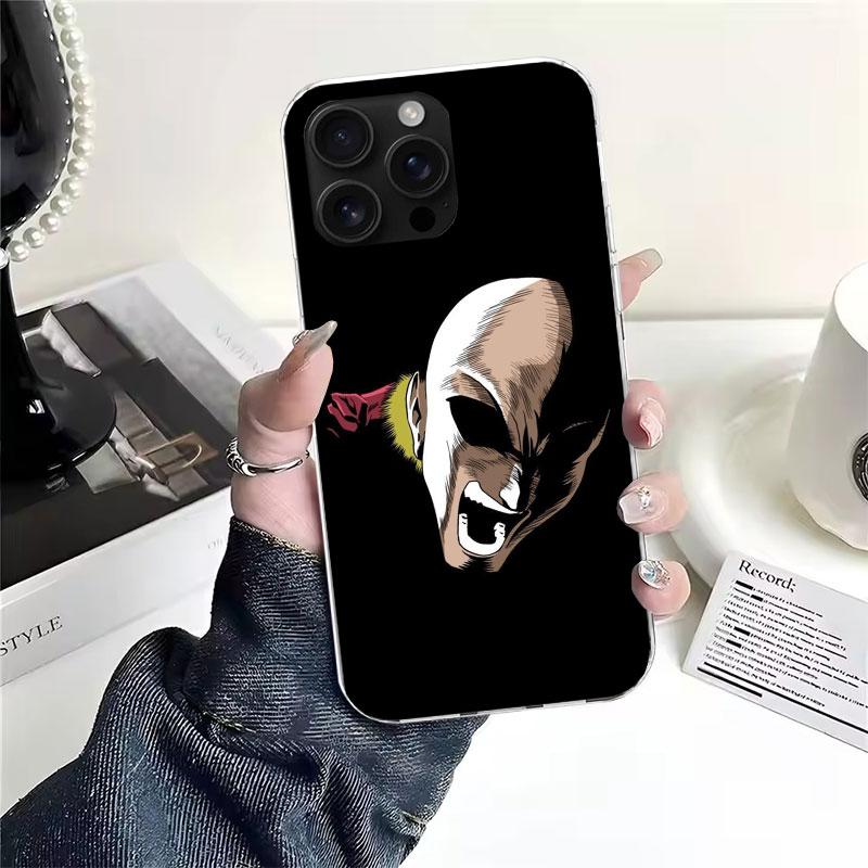 One P-Punch-Man Saitama King Soft Phone Case For IPhone 11 17 Air 16E 16 Pro Max 15 + 14 Plus 13 Mini 12 Apple 7 SE 8 Fundas Coq