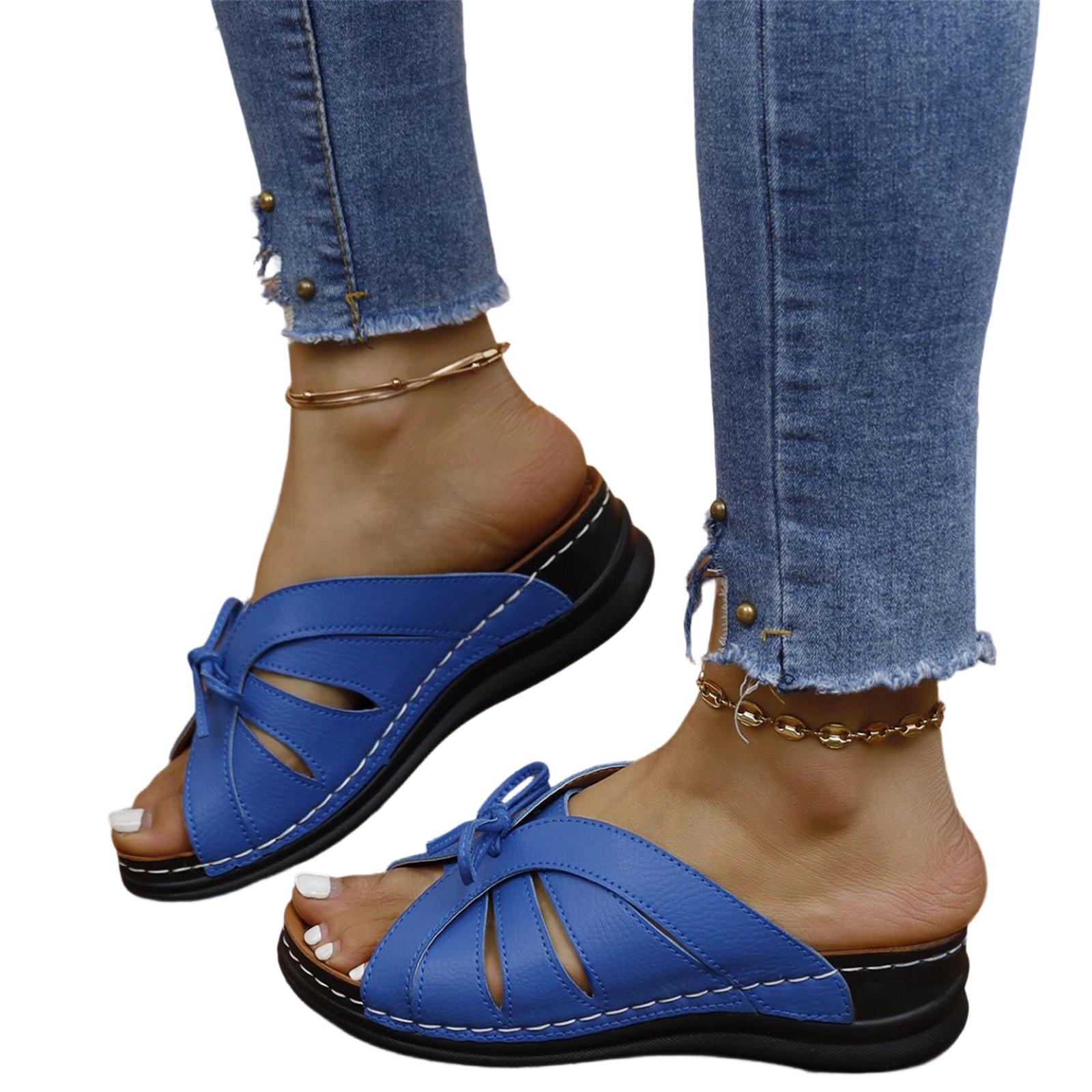 Women s Fashionable Casual Oversized Bowknot Cut-out Peep-Toe Sandals 36