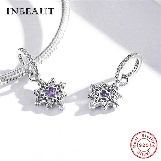 Real 925 Sterling Silver Violet And Bird Charm Pendant Fit Brand Bracelet Animal Beads Delicate Jewelry For Women