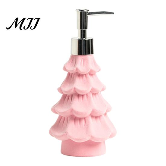 Bathroom Organizers And Storage Christmas Tree Soap Dispenser, Flocking Effect Refillable Lotion Reusable Liquid Bottle Pump Bottle, Dispenser