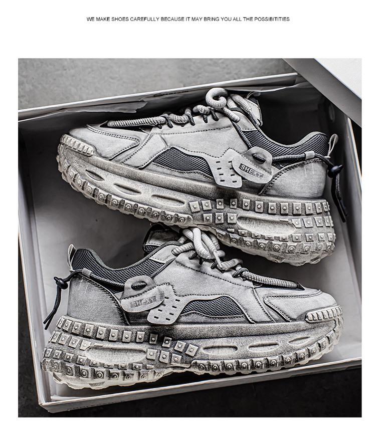 Spring Men's Breathable Mesh Sports Shoes - Trendy Versatile Thick Sole Dad Sneakers