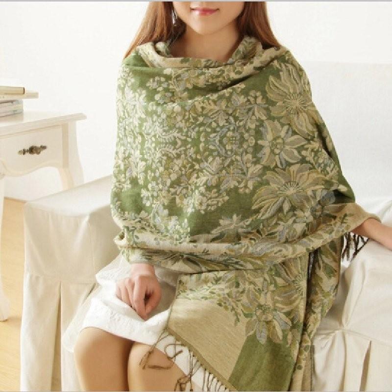Elegant Floral Print Scarf For Women In Vibrant Colors Thick Warmth And Stylish Design Ideal For Winter And Air Conditioning
